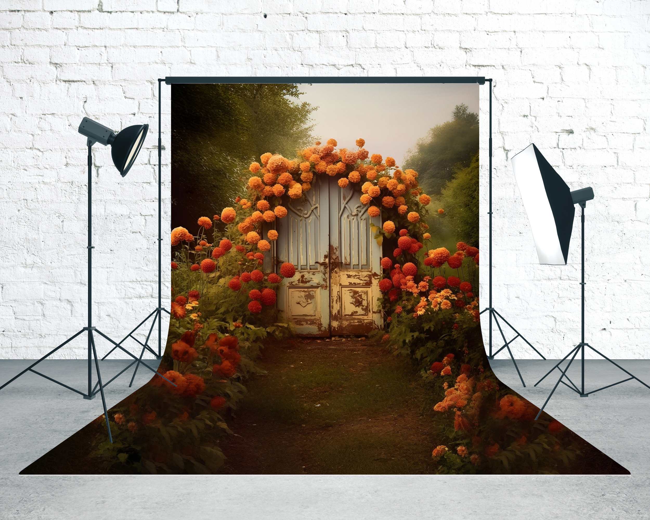 Fall Backdrop Vintage Doorway Bloom Garden Sweep Backdrop UK MRR8-90