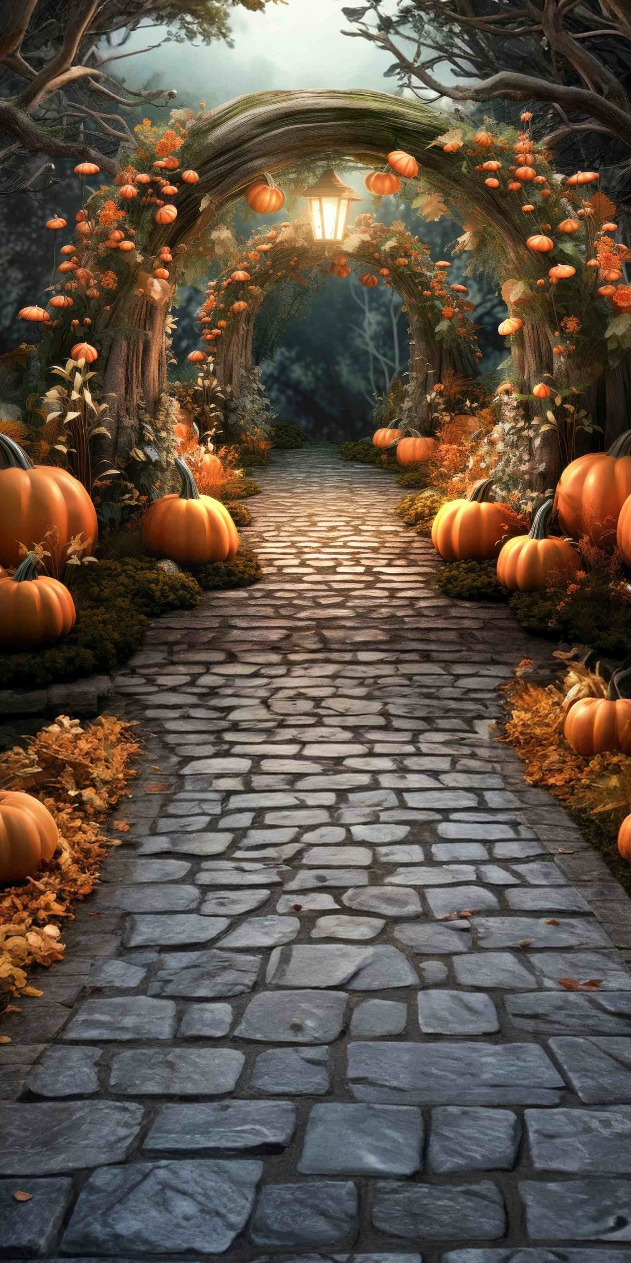 Fall Leaves Backdrop Enchanted Pumpkin Arch Trail Sweep Backdrop UK MRR8-92