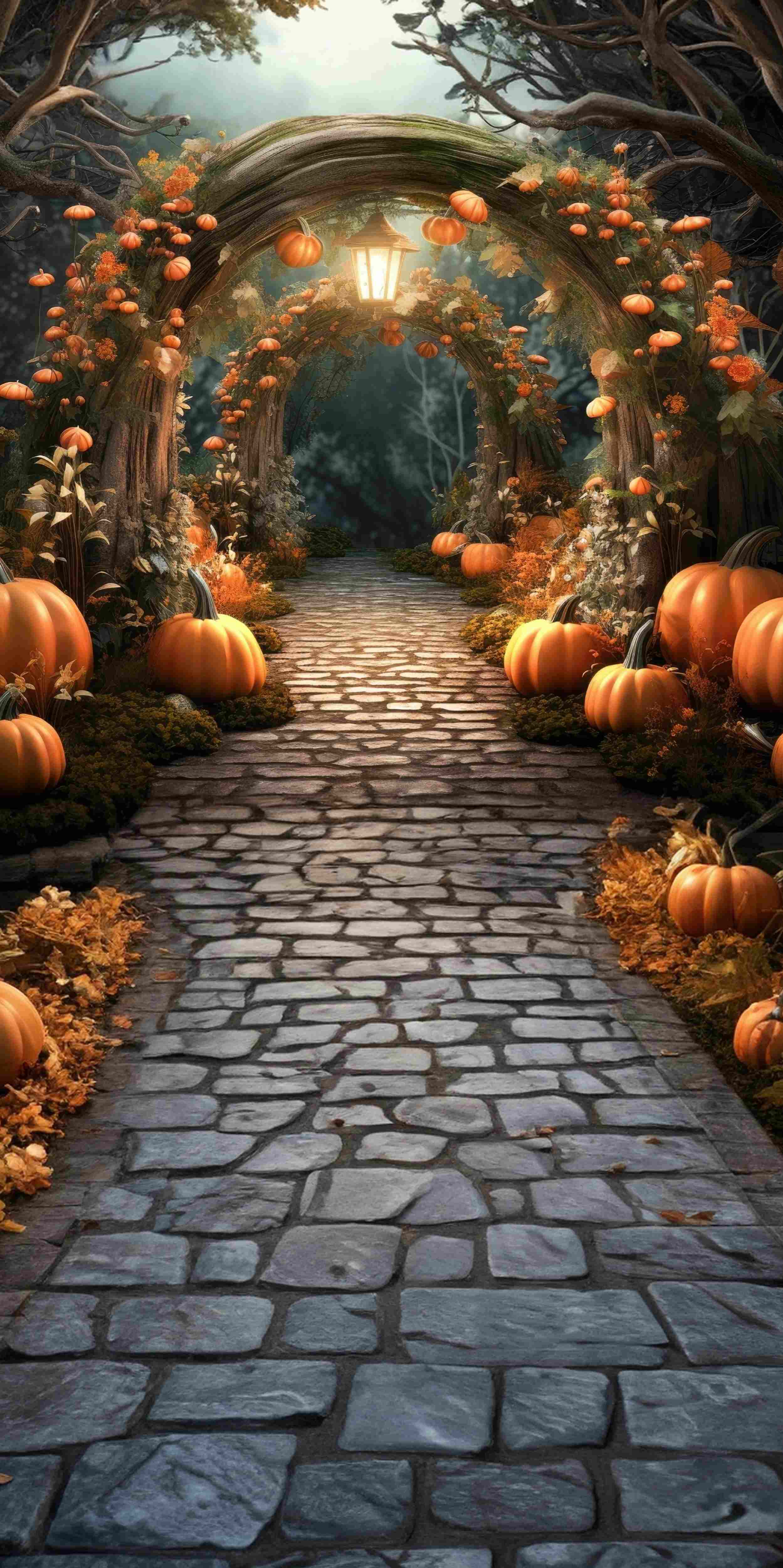 Fall Leaves Backdrop Enchanted Pumpkin Arch Trail Sweep Backdrop UK MRR8-92
