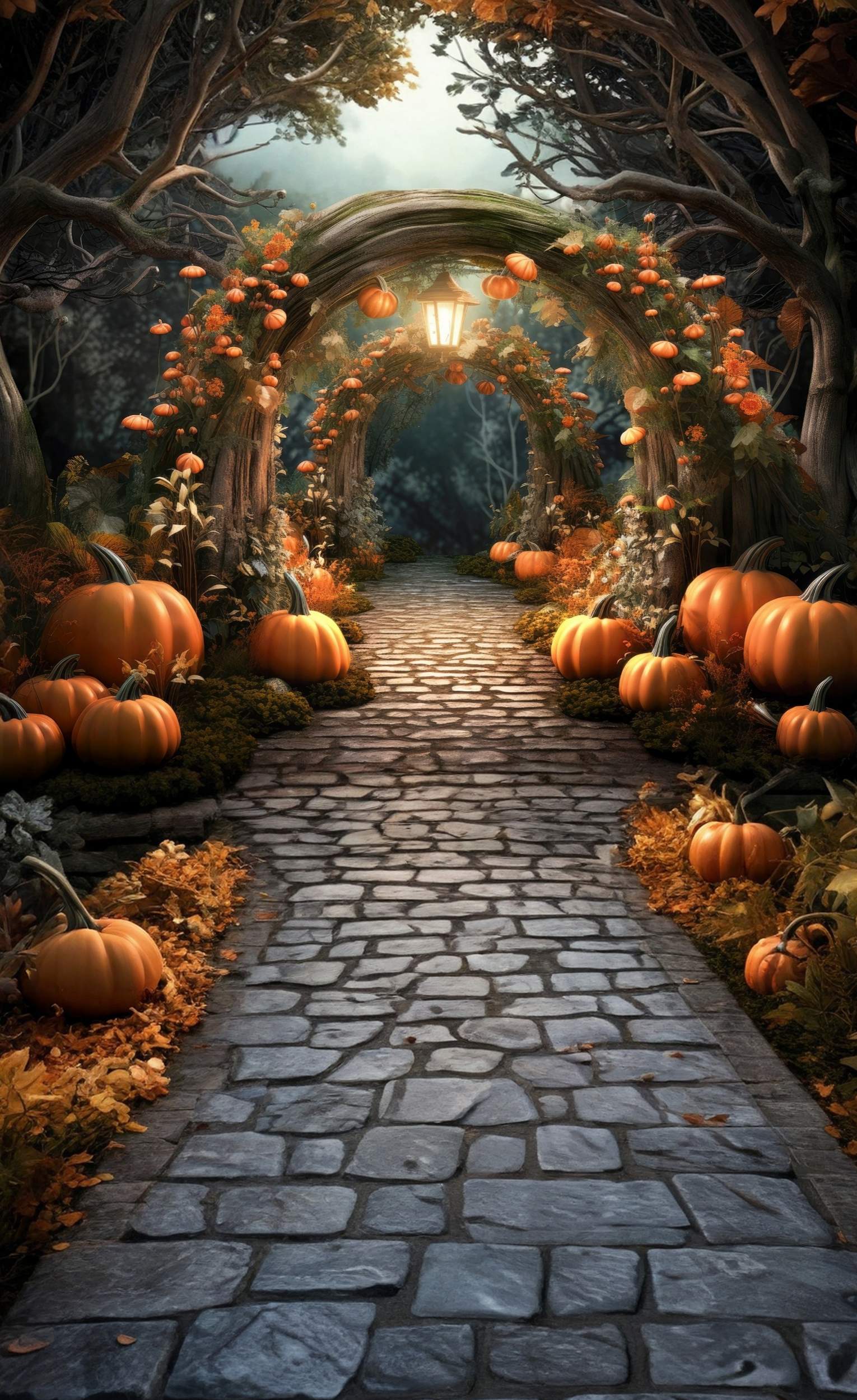 Fall Leaves Backdrop Enchanted Pumpkin Arch Trail Sweep Backdrop UK MRR8-92
