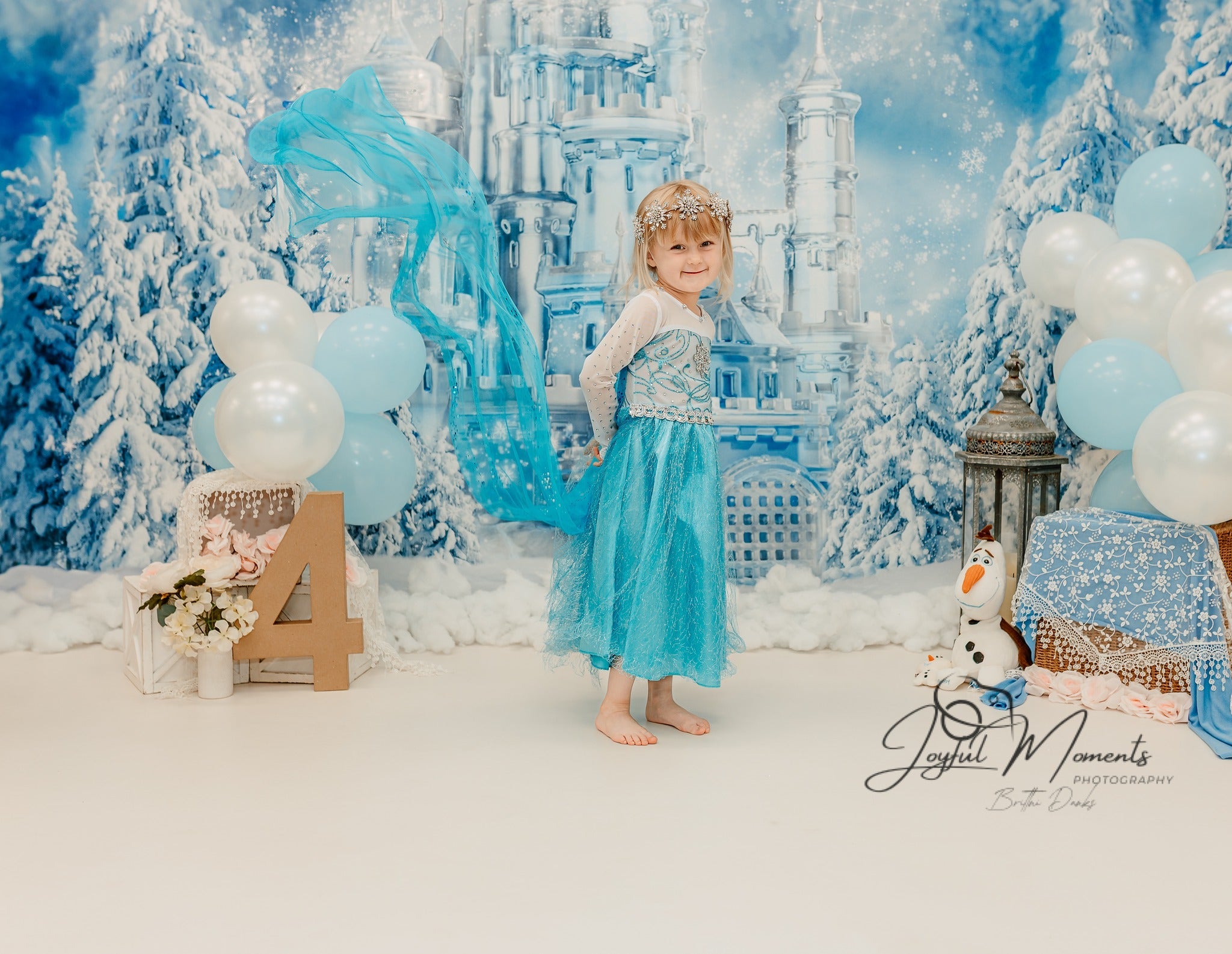 Frozen Castle Backdrop Winter Ice Castle Wonderland Kids Photo Backdrop UK MRR9-10