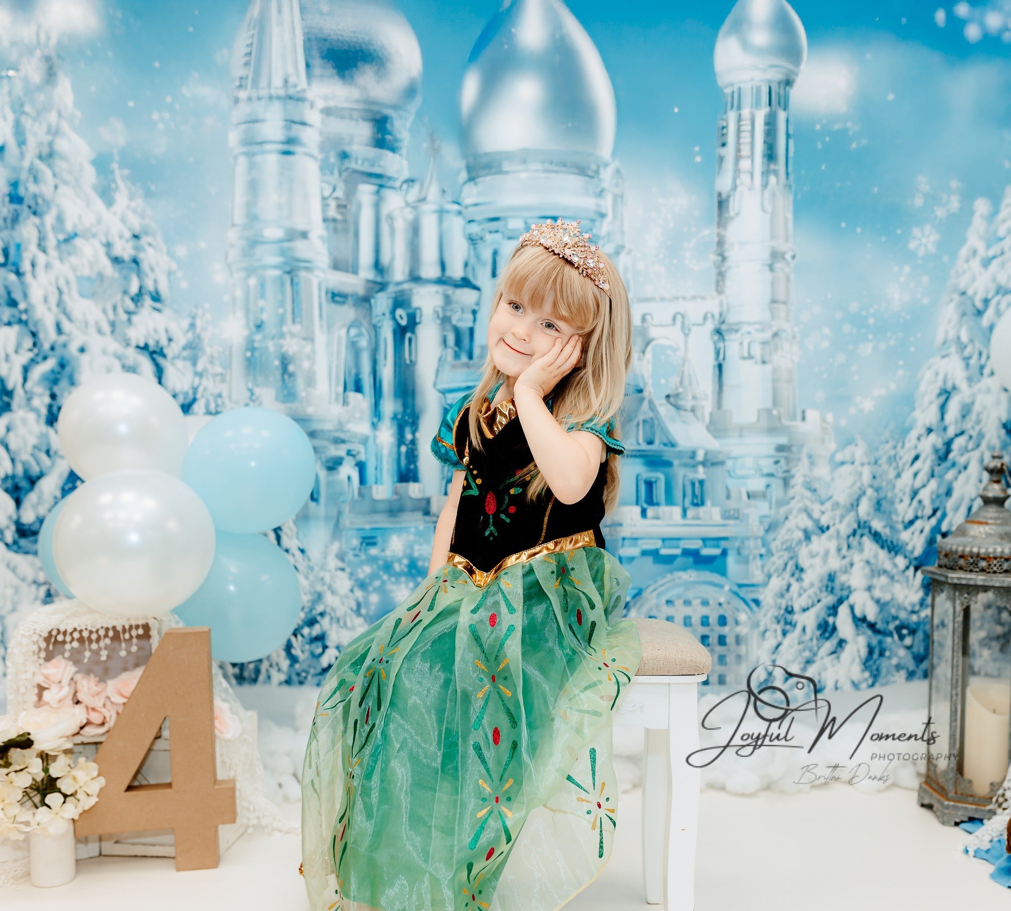 Frozen Castle Backdrop Winter Ice Castle Wonderland Kids Photo Backdrop UK MRR9-10
