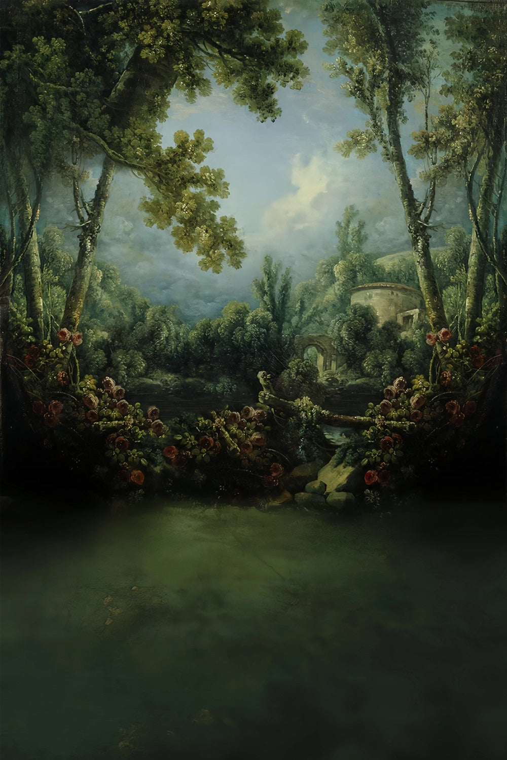 Forest Backdrop Romantic Garden Stone Bridge Magical Forest Backdrop UK MRR9-101