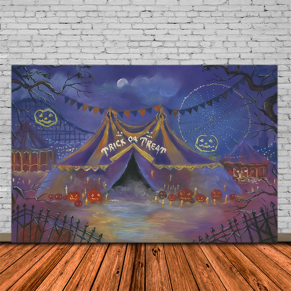 Halloween Backdrop Carnival Tent Pumpkins Moon Halloween Photo Backdrop UK MRR9-102