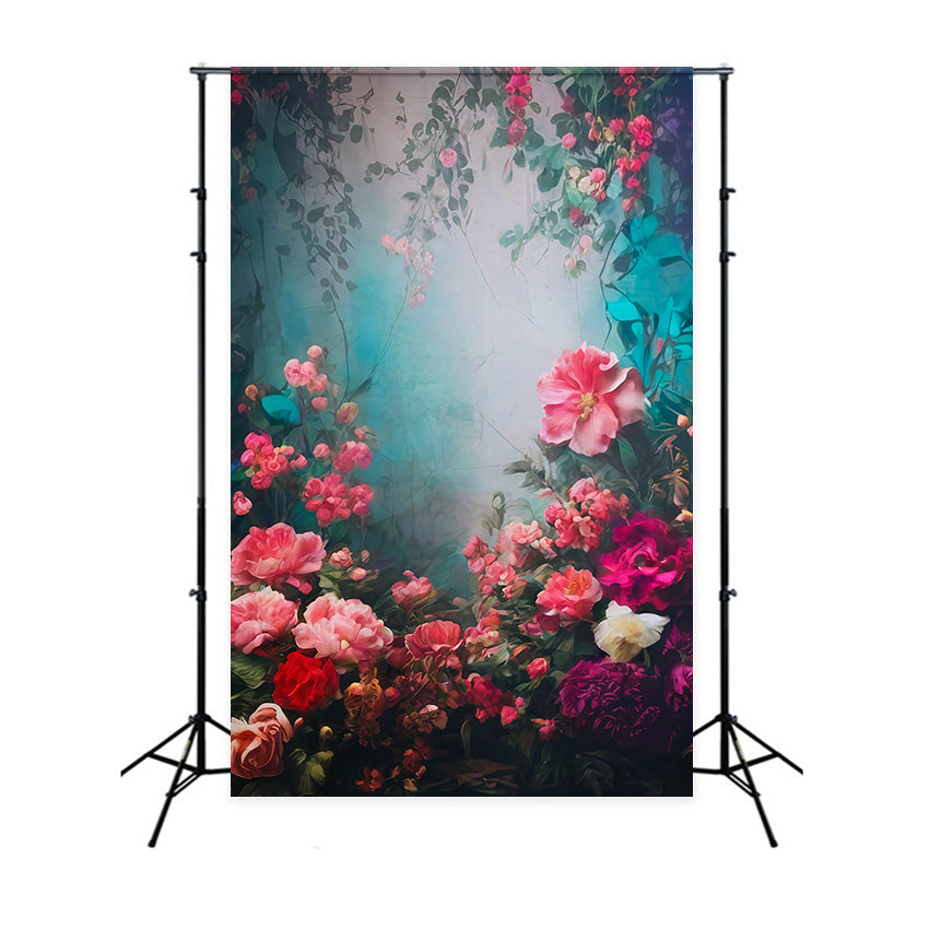 Vintage Flower Backdrop Romantic Garden Blooming Floral Vintage Backdrop UK MRR9-105