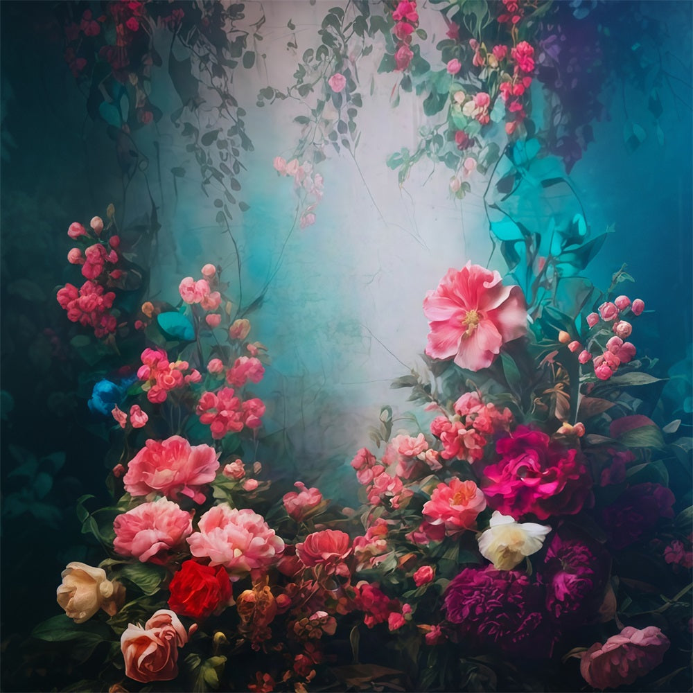 Vintage Flower Backdrop Romantic Garden Blooming Floral Vintage Backdrop UK MRR9-105