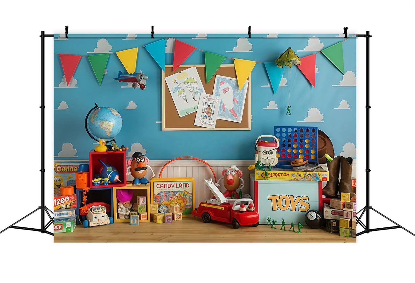 Back To School Backdrop Colorful Toy Story Playroom School Backdrop UK MRR9-114