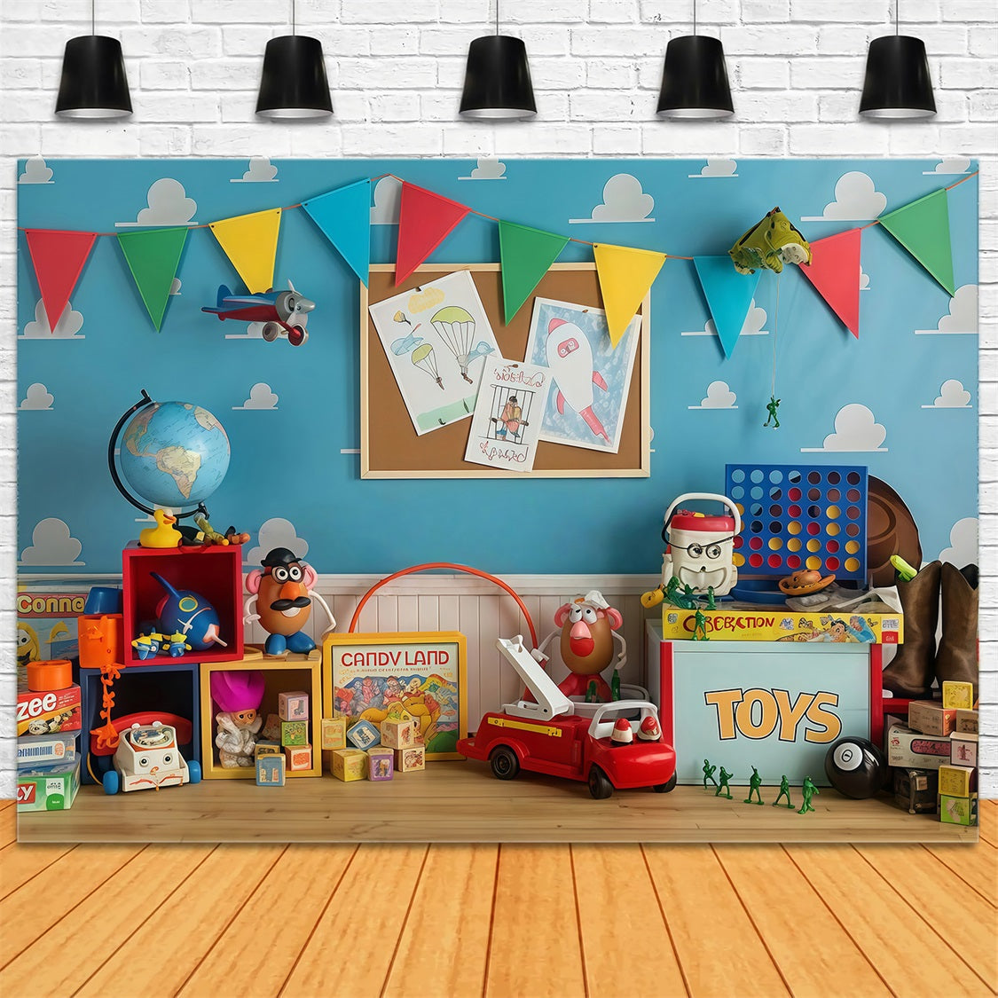 Back To School Backdrop Colorful Toy Story Playroom School Backdrop UK MRR9-114