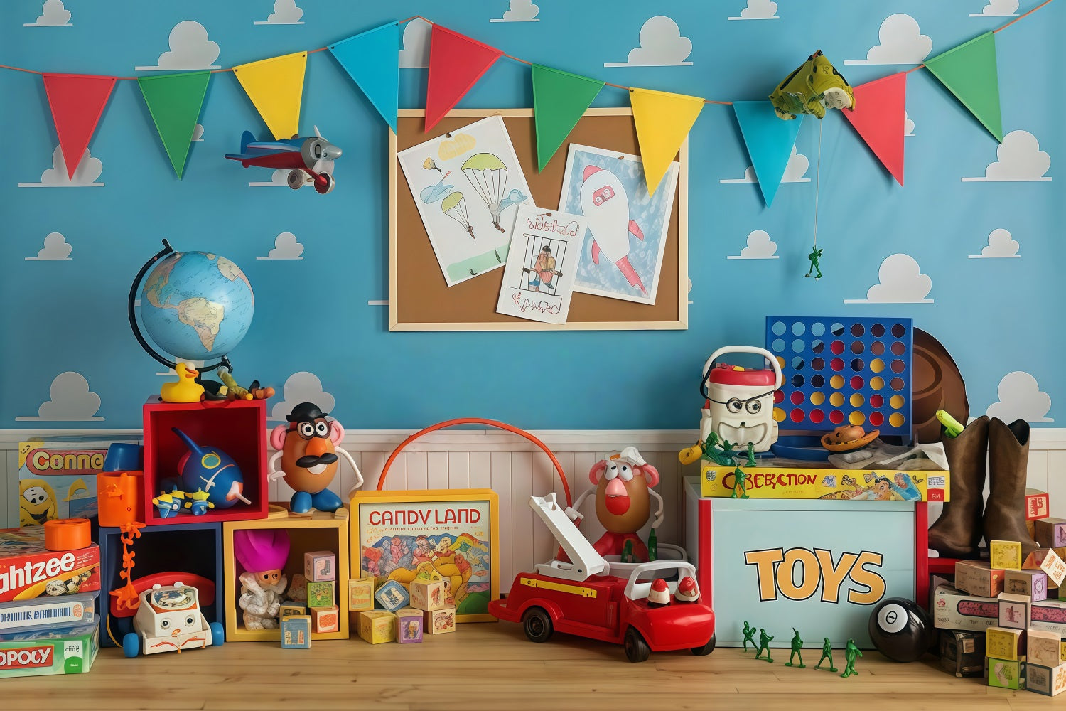 Back To School Backdrop Colorful Toy Story Playroom School Backdrop UK MRR9-114