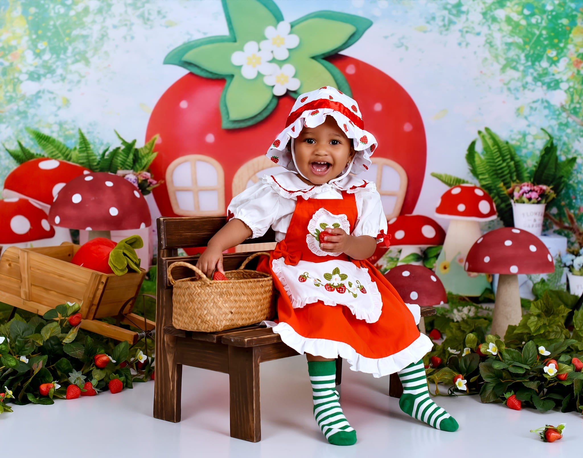 Children Backdrops Strawberry House Fairy Garden newborn Photography Backdrop UK MRR9-12