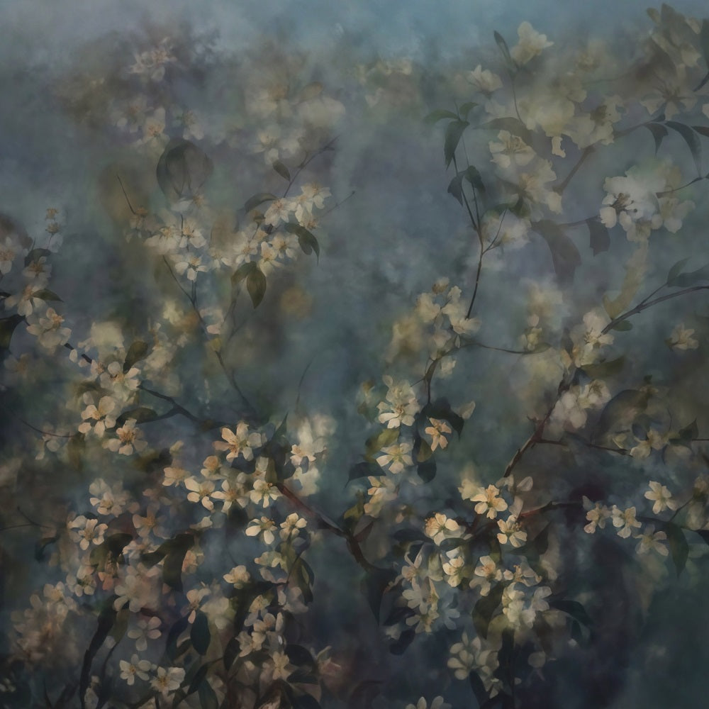 Flower Photography Backdrop Dark Blue Blossom Branches Floral Backdrop UK MRR9-124