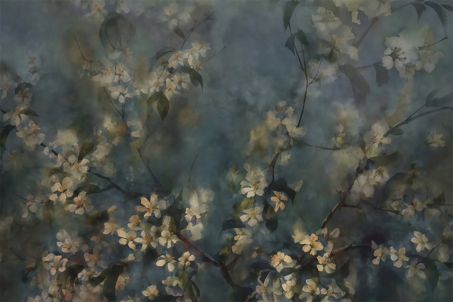 Flower Photography Backdrop Dark Blue Blossom Branches Floral Backdrop UK MRR9-124