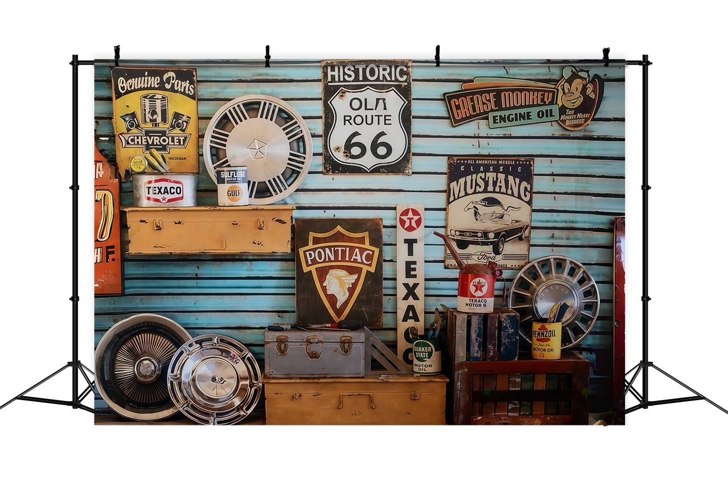 Newborn Photo Backdrop Vintage Garage Route Signs Kids Backdrop UK MRR9-127