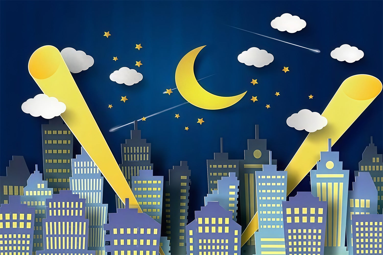 Newborn Photography Backdrops Night City Skyline Moonlight Children Backdrop UK MRR9-128