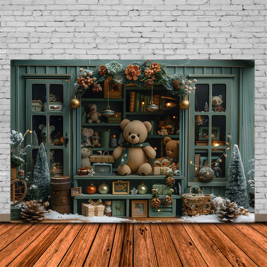 Christmas Photo Backdrop Teddy Bear Holiday Window Display Christmas Backdrops UK MRR9-130