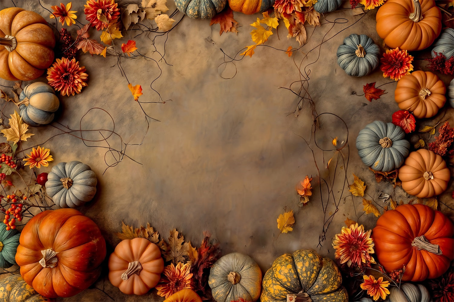 Autumn Photo Backdrop Pumpkin Harvest Autumn Arrangement Fall Backdrop UK MRR9-132
