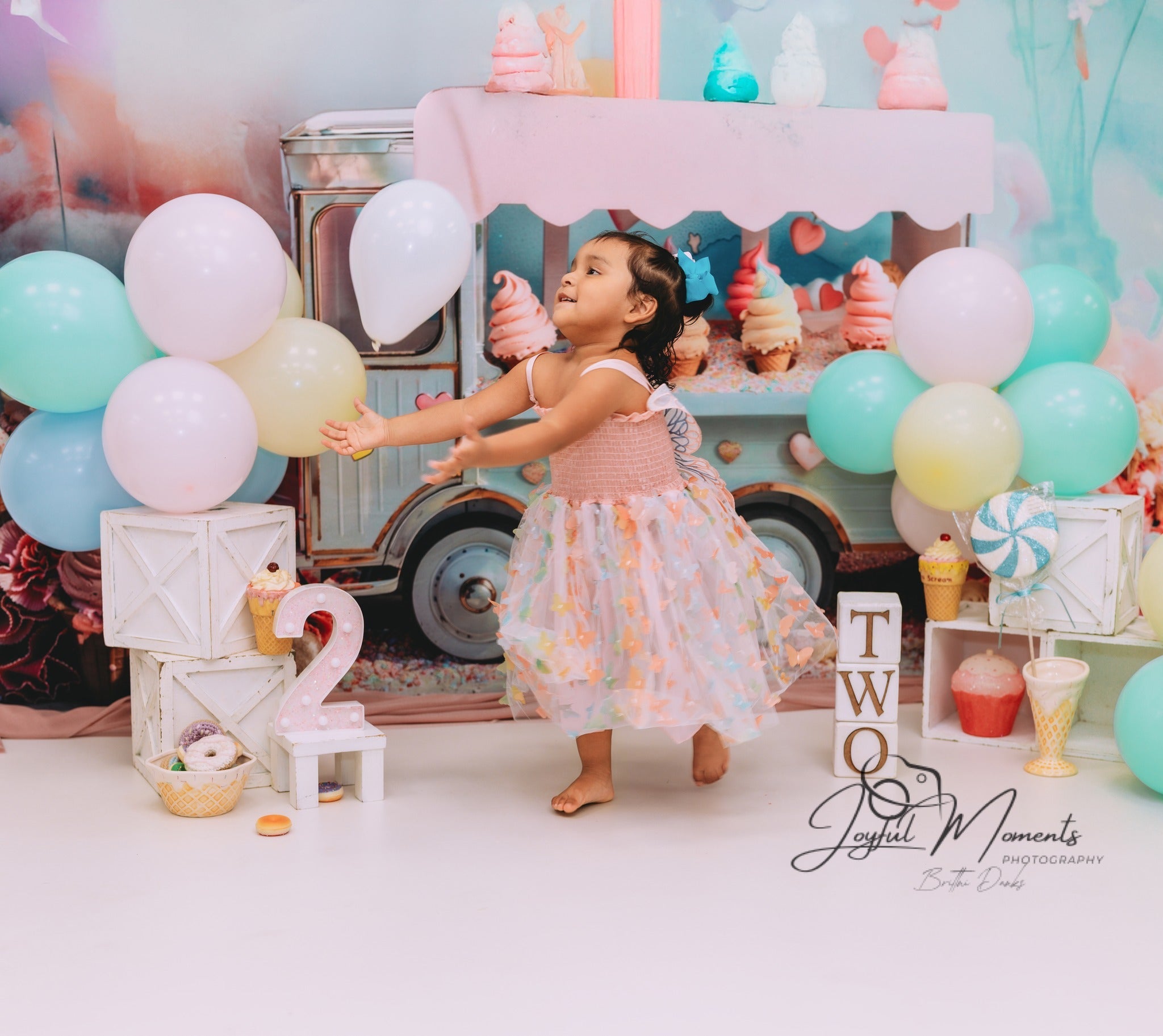 Newborn Backdrop Pastel Ice Cream Truck Sweets Kids Photo Backdrop UK MRR9-14