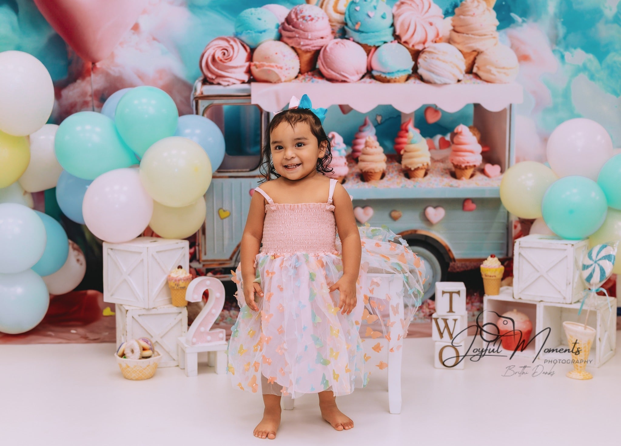 Newborn Backdrop Pastel Ice Cream Truck Sweets Kids Photo Backdrop UK MRR9-14