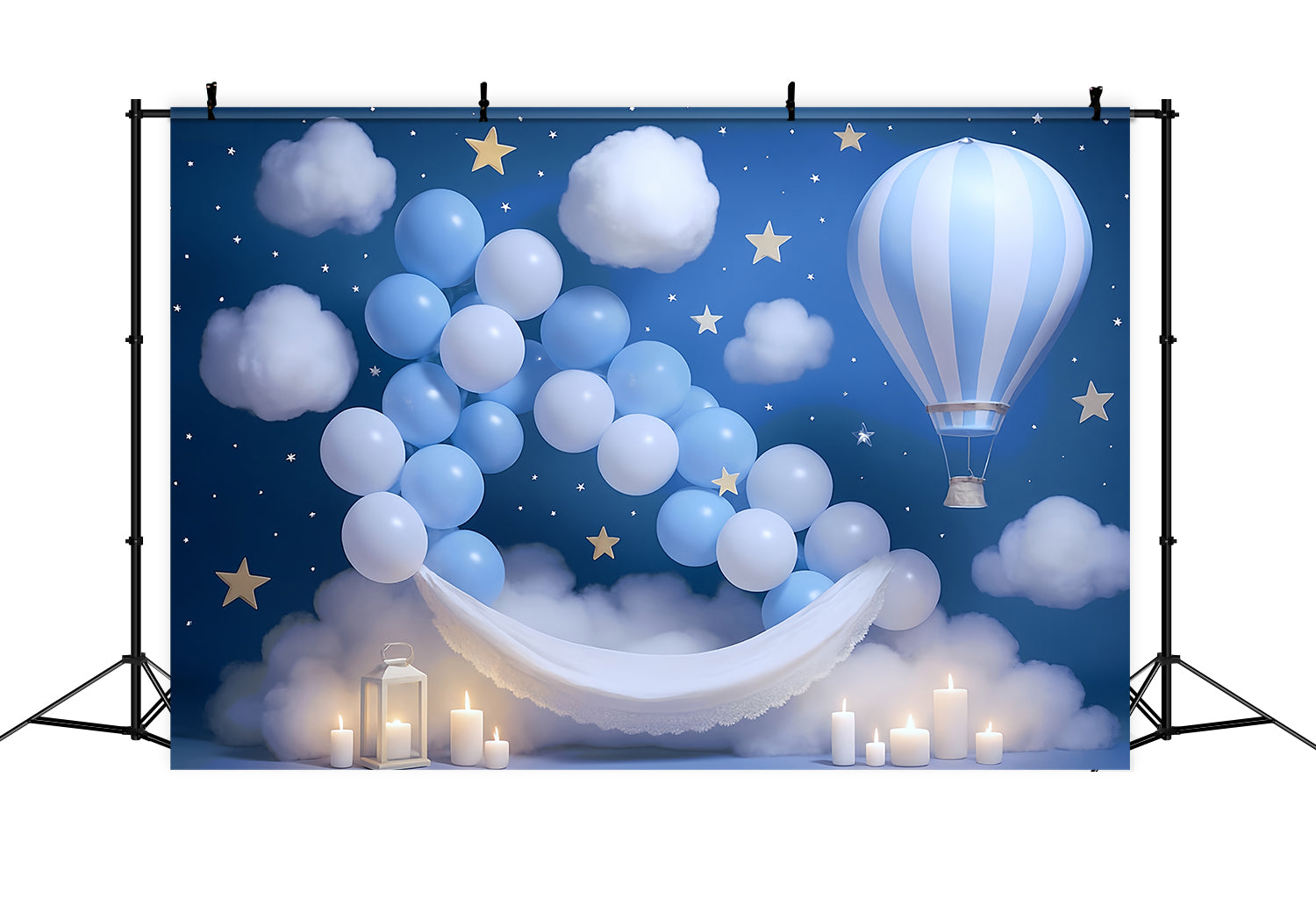 Stars Backdrop Blue Sky Balloon Clouds Newborn Photoshoot Backdrop UK MRR9-15