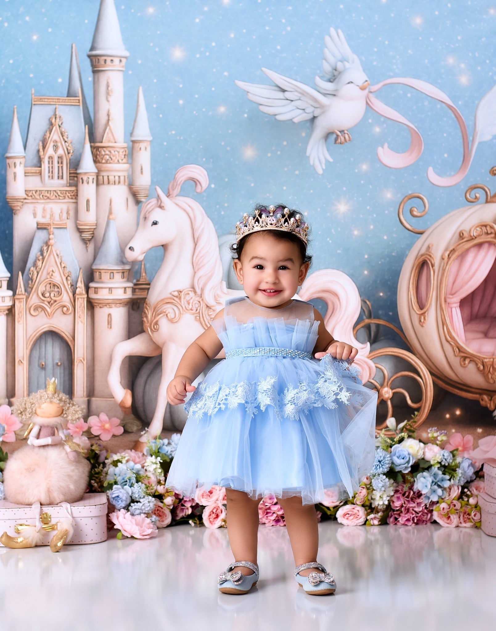 Castle Backdrop Fairy Tale Castle Carriage Newborn Photo Backdrop UK MRR9-16