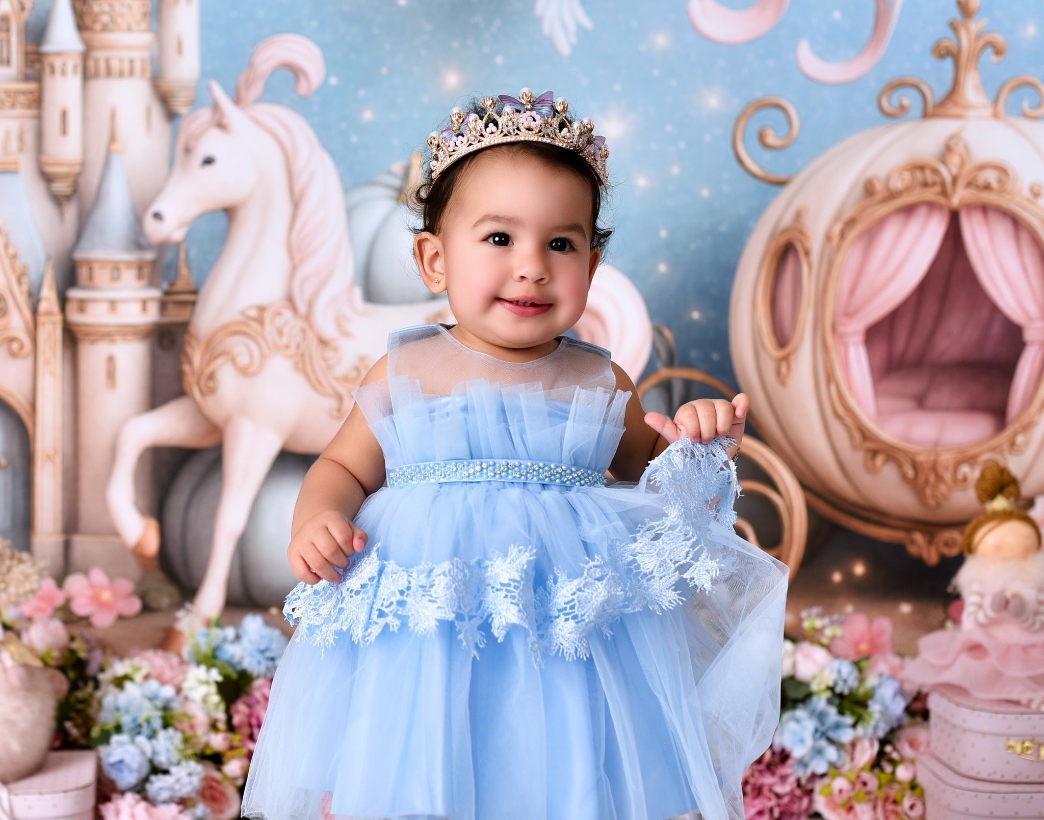 Castle Backdrop Fairy Tale Castle Carriage Newborn Photo Backdrop UK MRR9-16