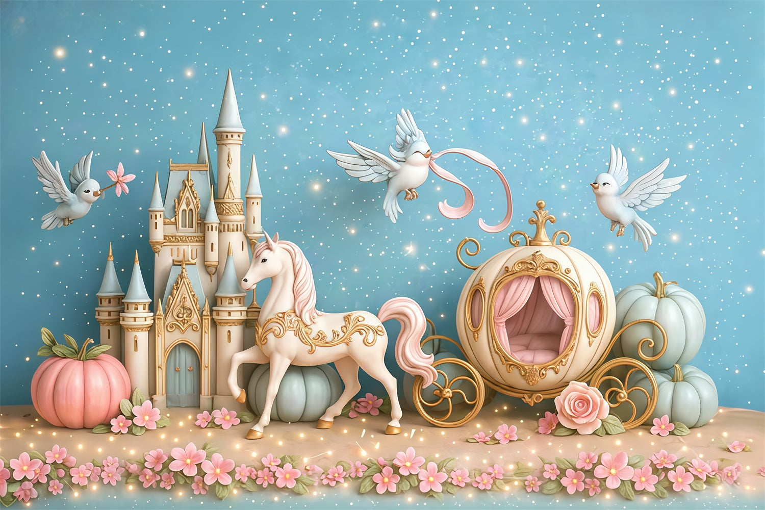 Castle Backdrop Fairy Tale Castle Carriage Newborn Photo Backdrop UK MRR9-16