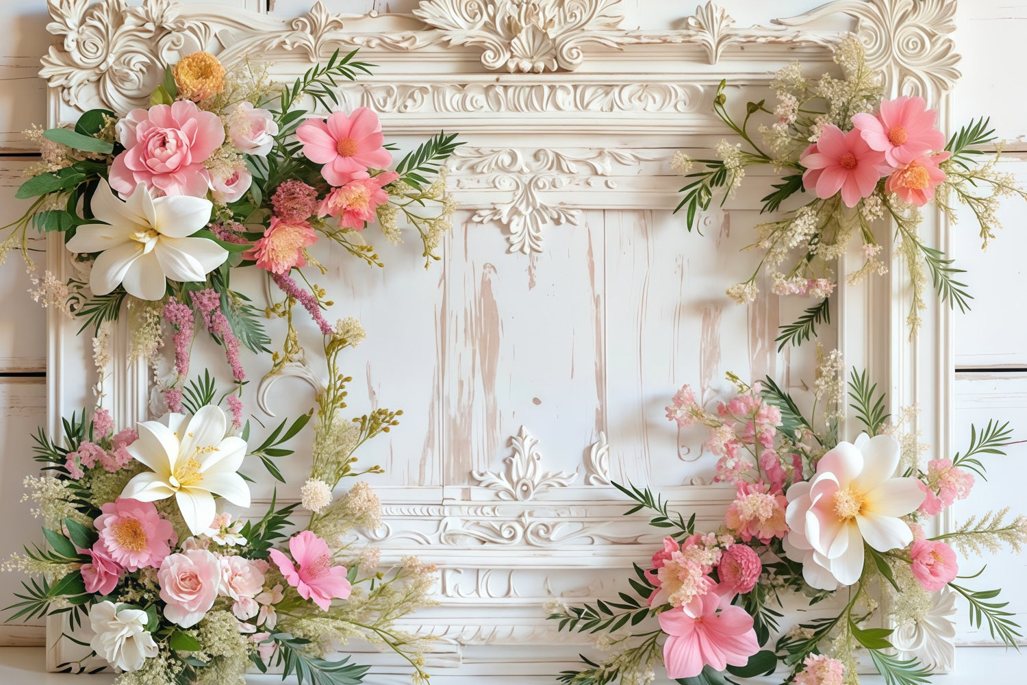 Vintage Backdrop Classic Frame Flower Garland Vintage Wall Backdrop UK MRR9-19