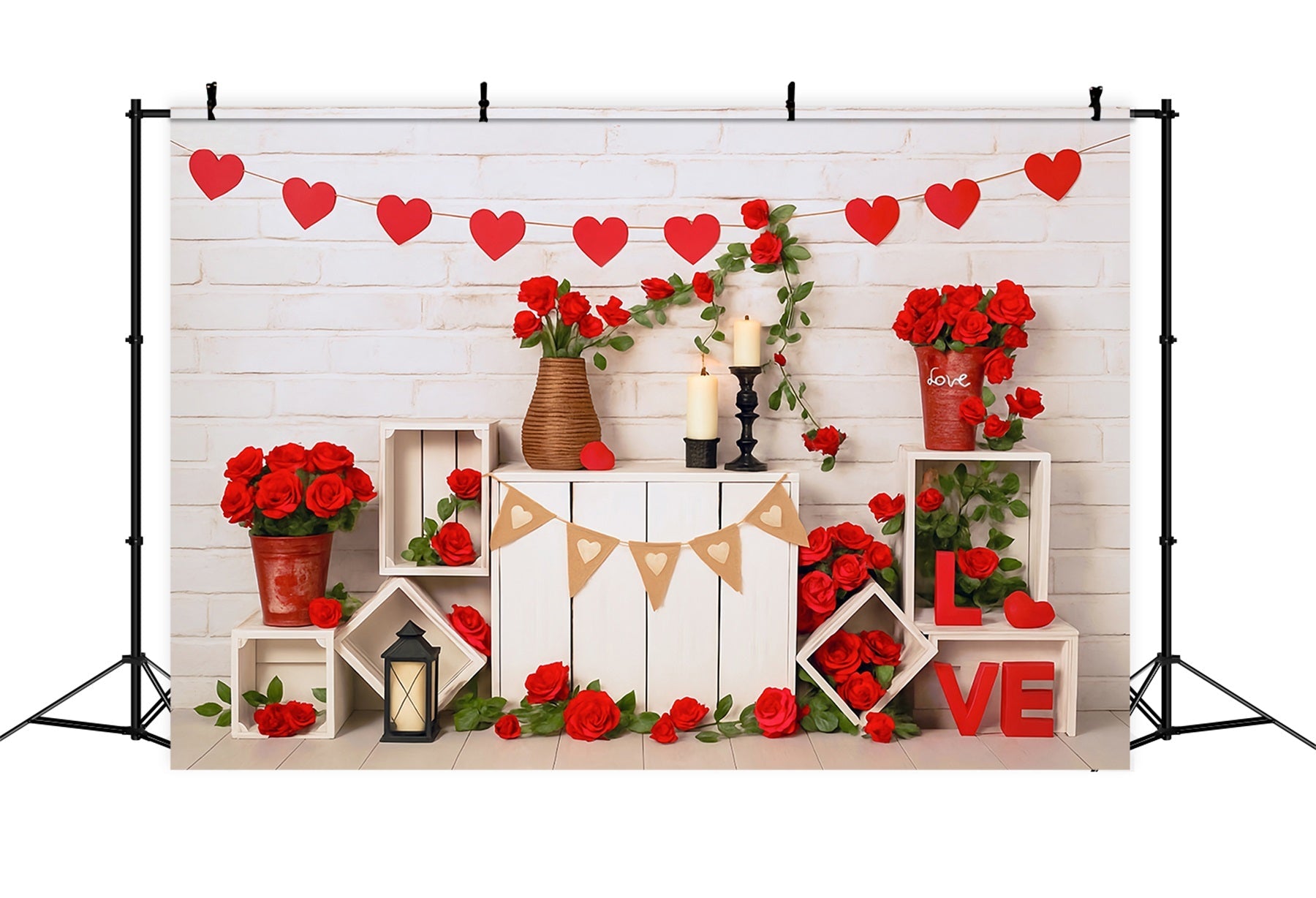 Valentine Backdrops Red Roses Hearts Love Decor Valentine's Day Backdrop UK MRR9-2
