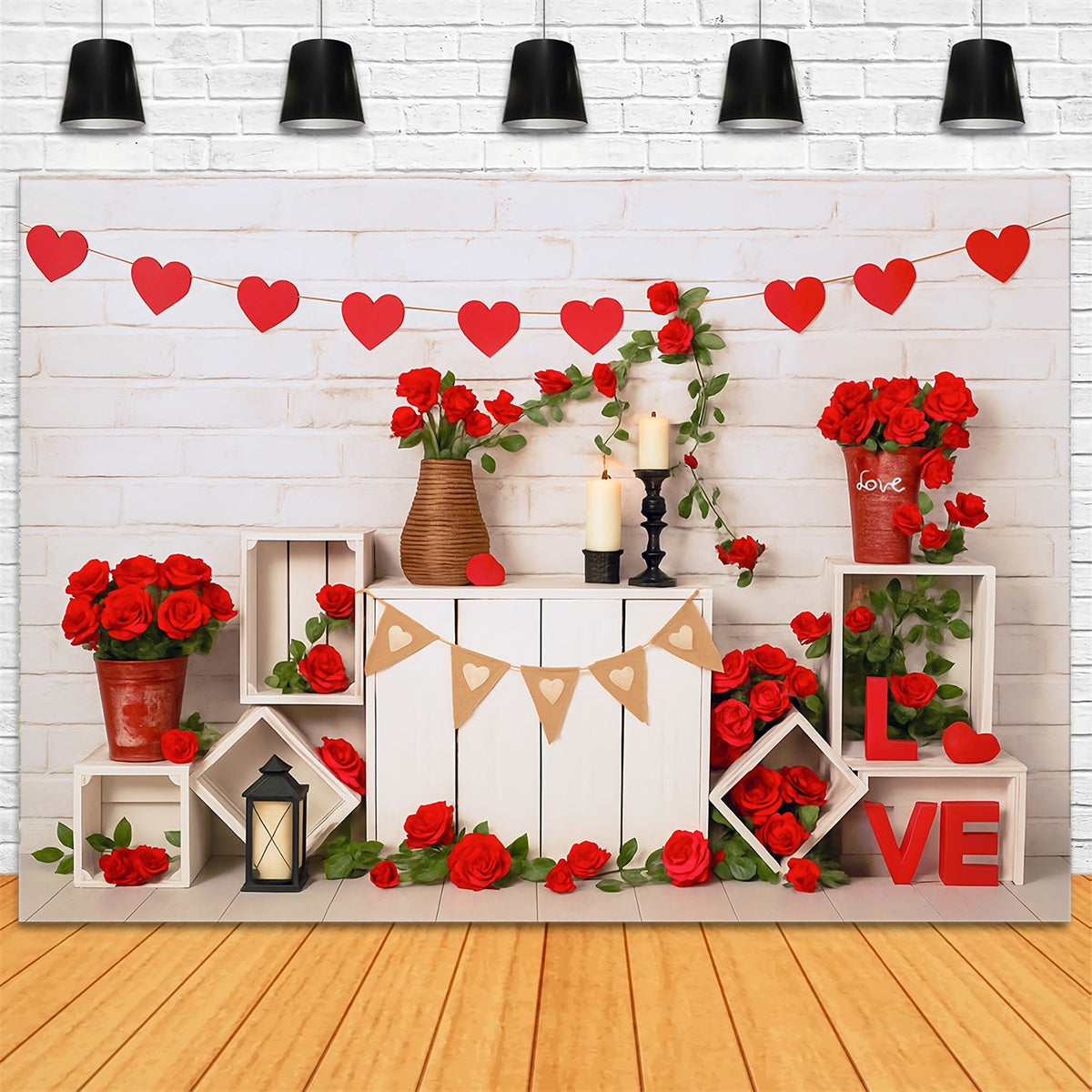 Valentine Backdrops Red Roses Hearts Love Decor Valentine's Day Backdrop UK MRR9-2