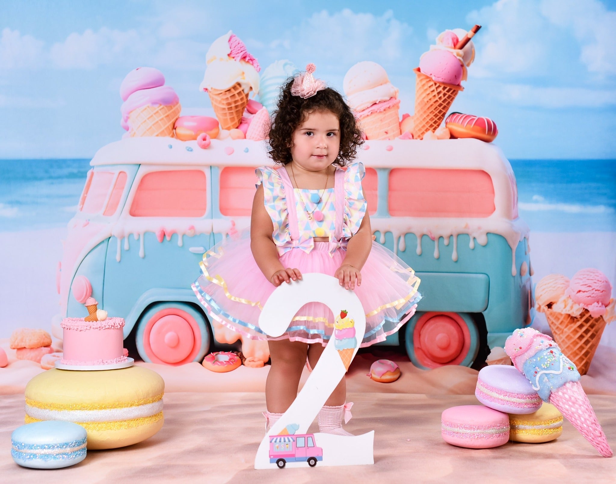 Newborn Photo Backdrop Candy Pastel Ice Cream Van Children Backdrops UK MRR9-20