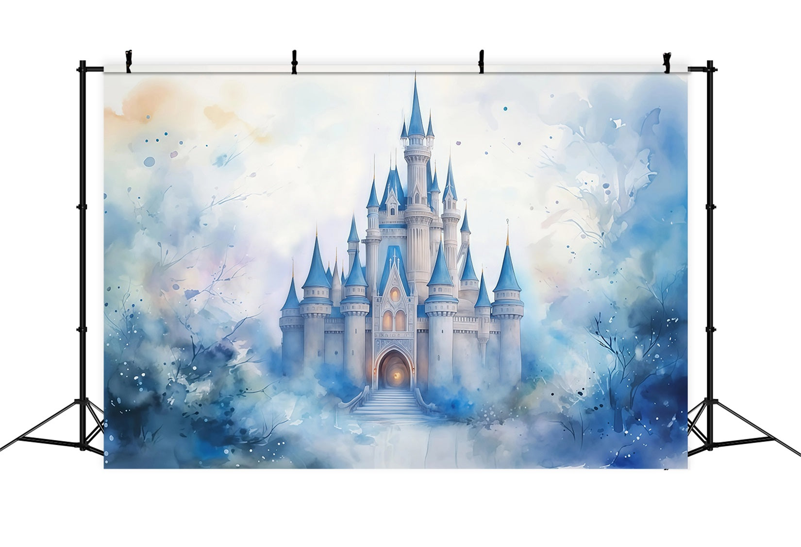 Castle Photo Backdrop Blue Towers Fairytale Castle Newborn Backdrop UK MRR9-23