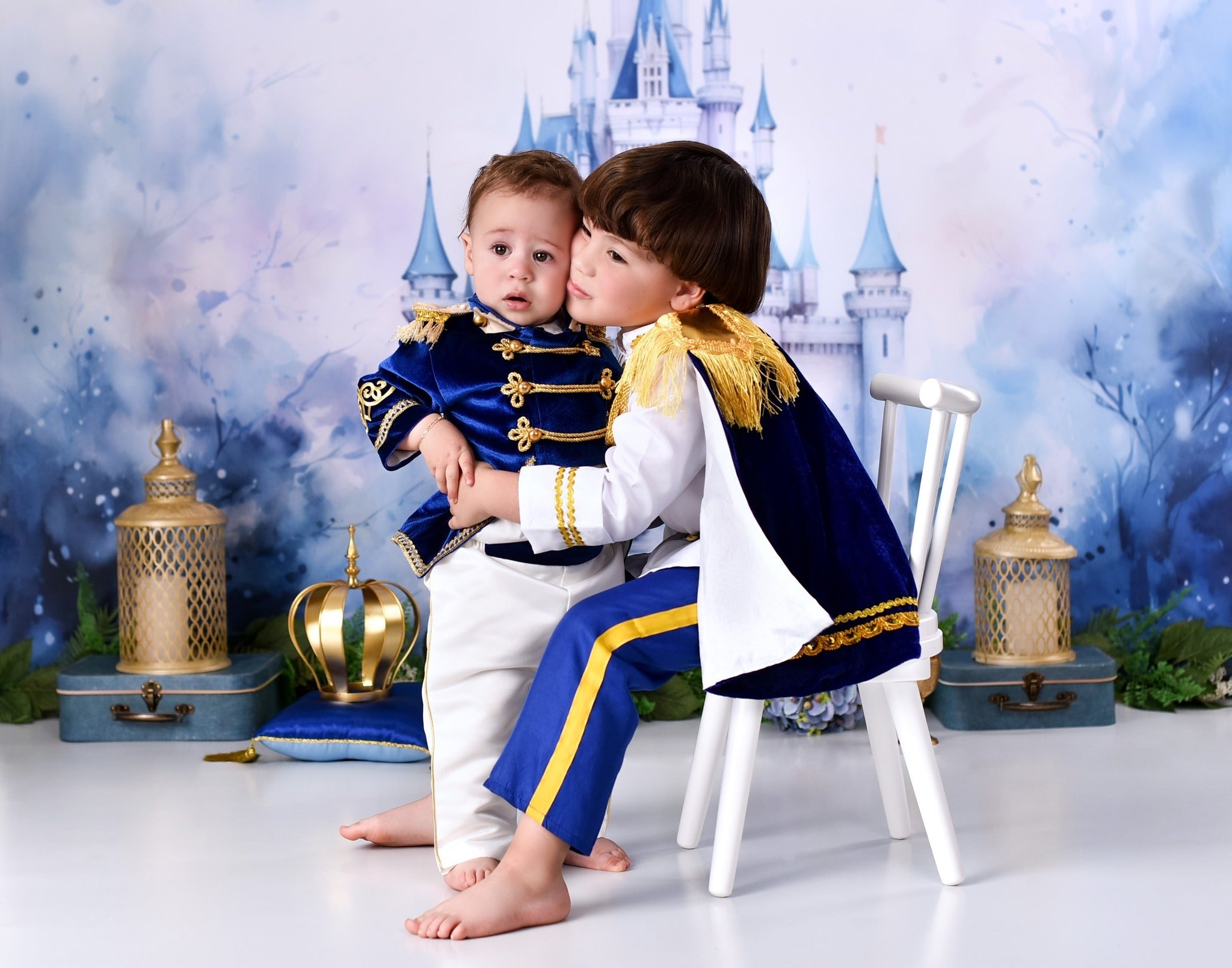 Castle Photo Backdrop Blue Towers Fairytale Castle Newborn Backdrop UK MRR9-23