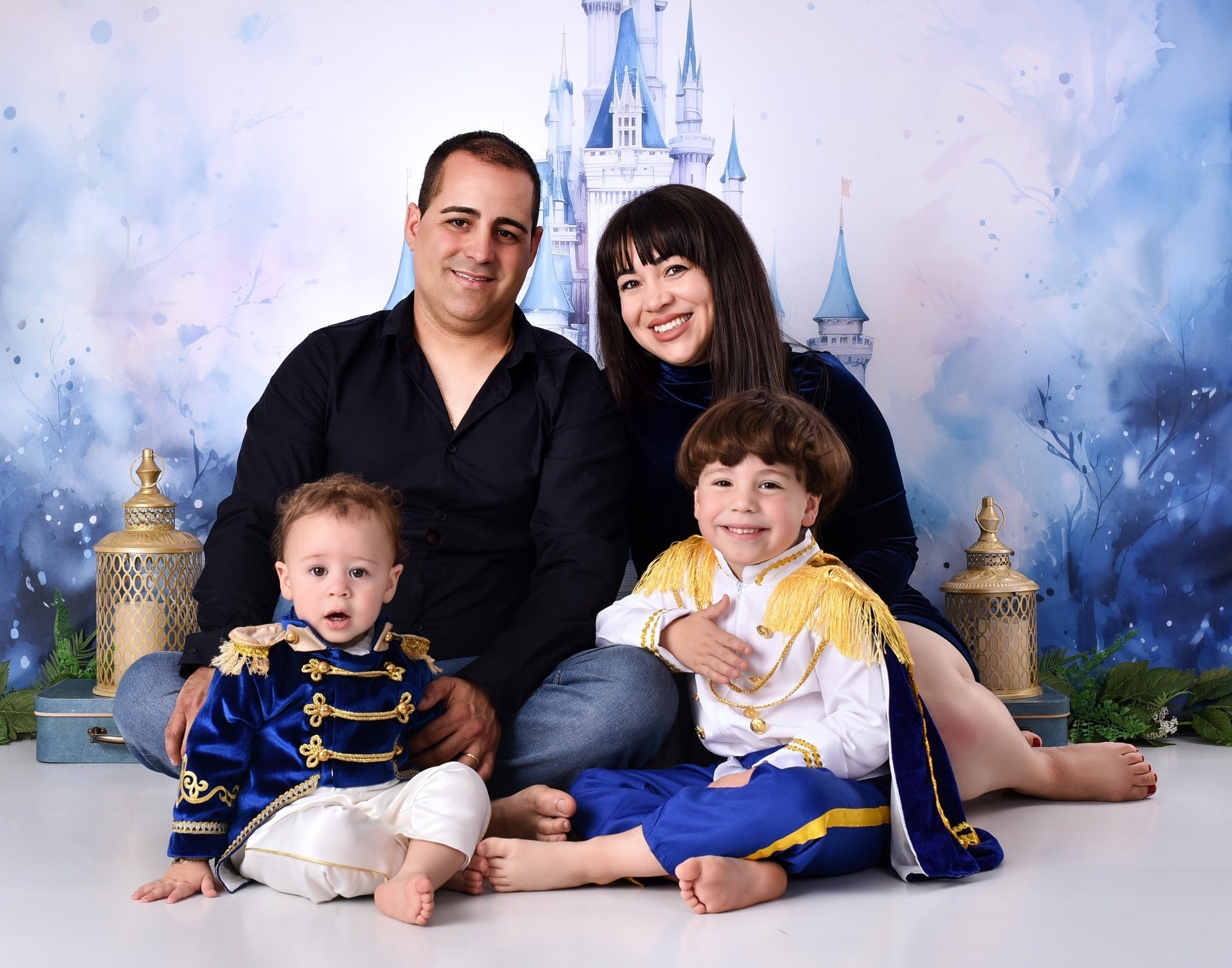 Castle Photo Backdrop Blue Towers Fairytale Castle Newborn Backdrop UK MRR9-23