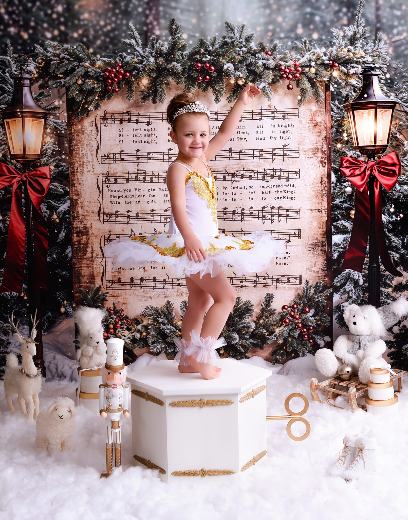 Joy To The World Backdrop Snowy Christmas Carol Music Christmas Backdrop UK MRR9-24