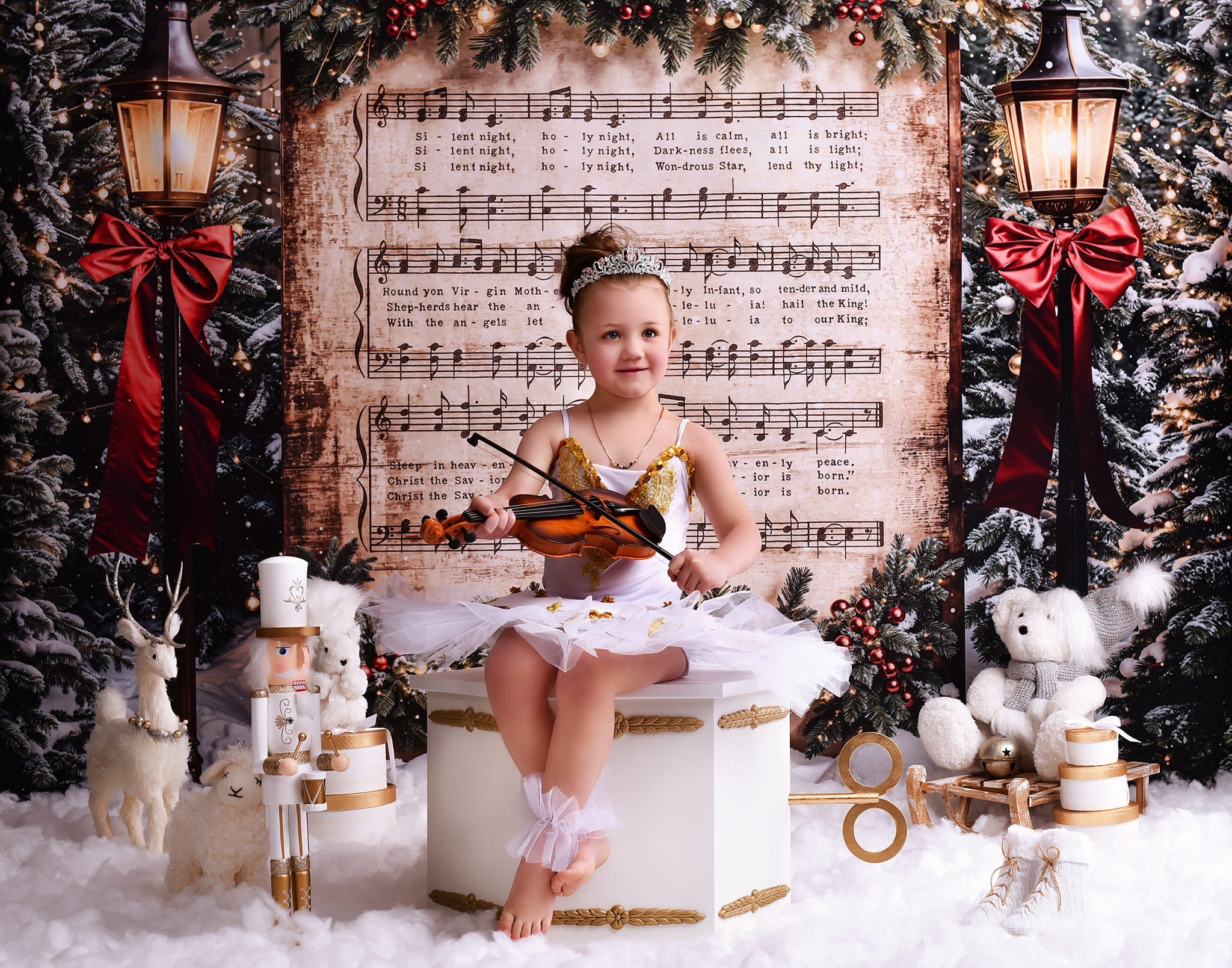 Joy To The World Backdrop Snowy Christmas Carol Music Christmas Backdrop UK MRR9-24