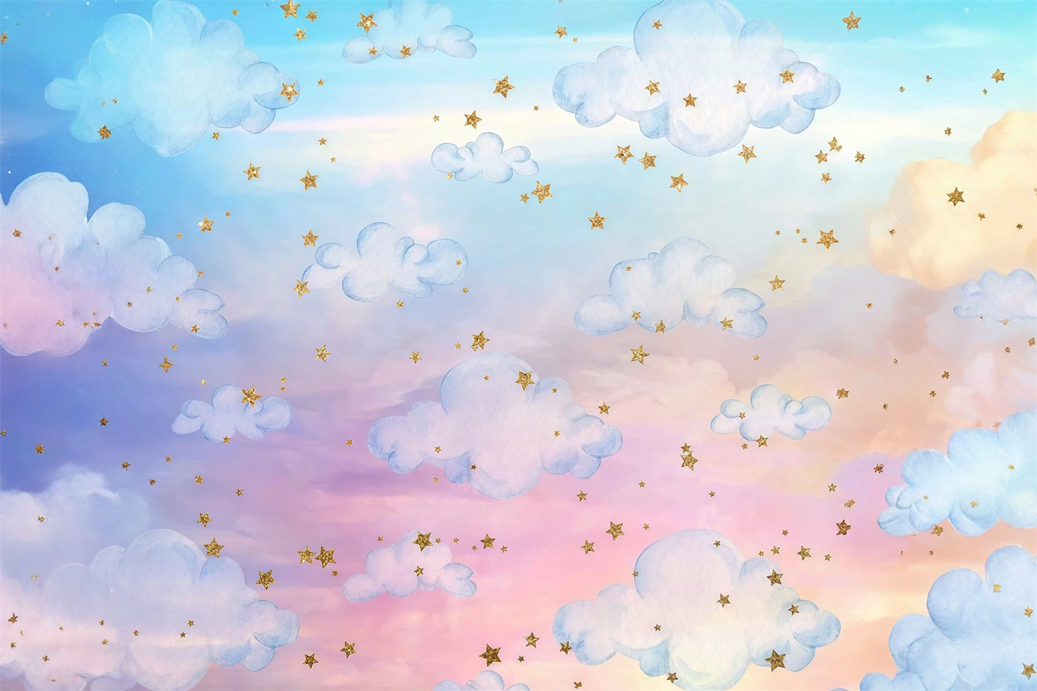 Clouds Backdrop Rainbow Clouds Golden Stars Cloudy Sky Backdrop UK MRR9-28