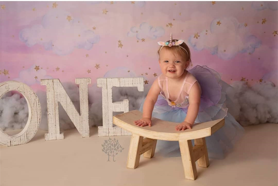 Clouds Backdrop Rainbow Clouds Golden Stars Cloudy Sky Backdrop UK MRR9-28