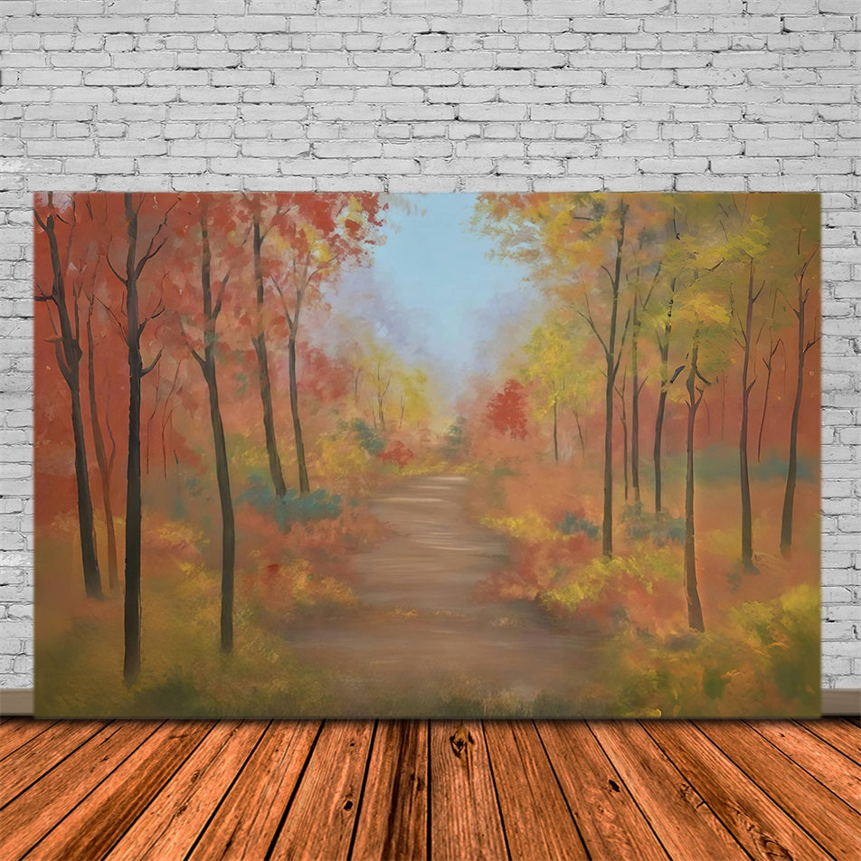 Fall Forest Backdrop Colorful Autumn Forest Path Autumn Backdrop UK MRR9-30
