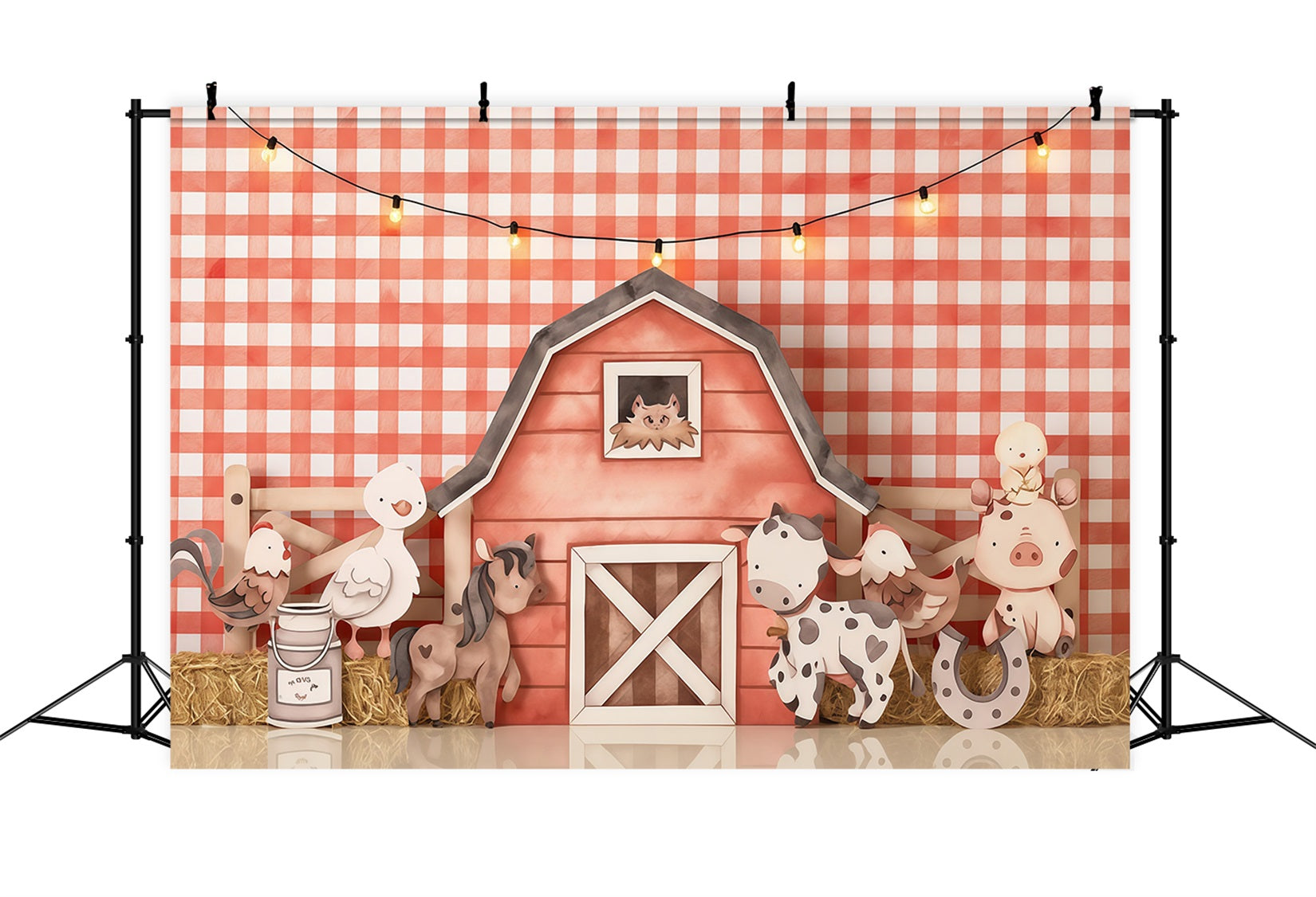 Kids Photo Backdrop Cartoon Farm Animals Barn Newborn Backdrop UK MRR9-31