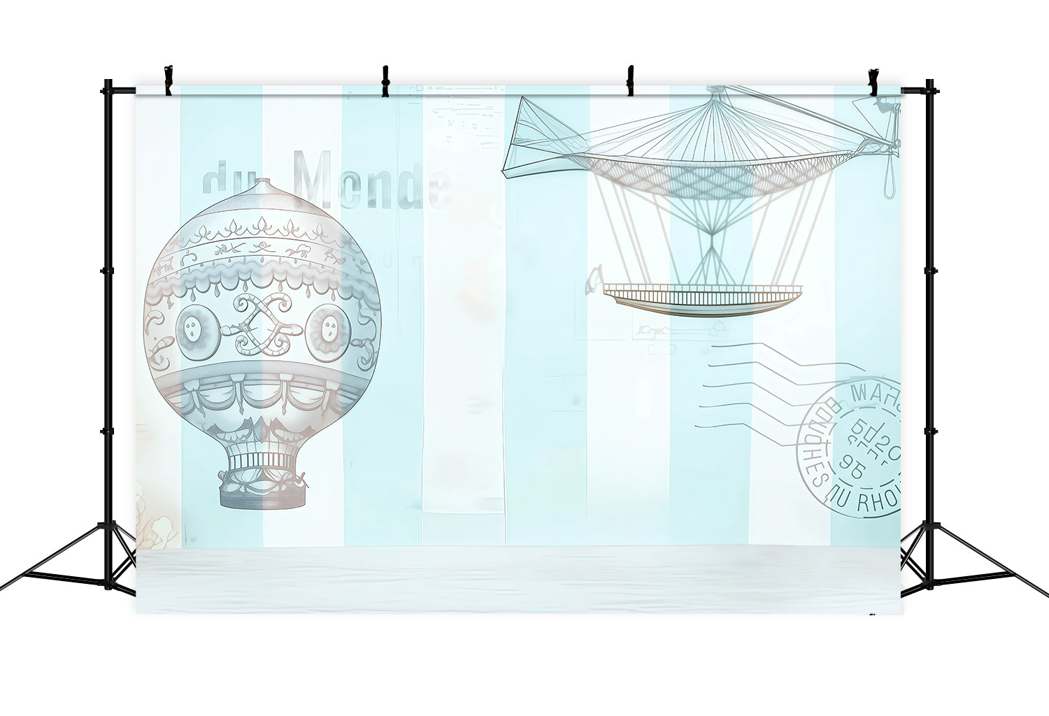 Newborn Backdrop Vintage Hot Air Balloon Illustration Kids Photo Backdrop UK MRR9-37