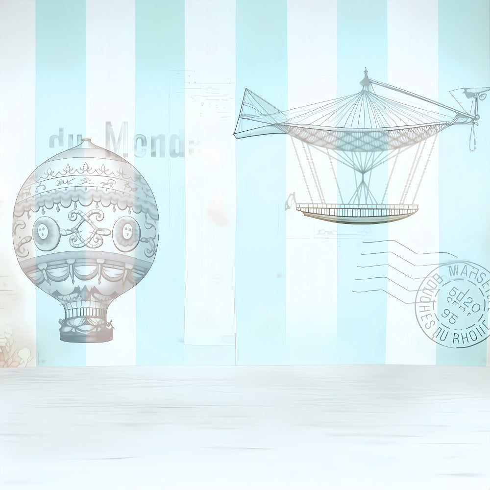 Newborn Backdrop Vintage Hot Air Balloon Illustration Kids Photo Backdrop UK MRR9-37