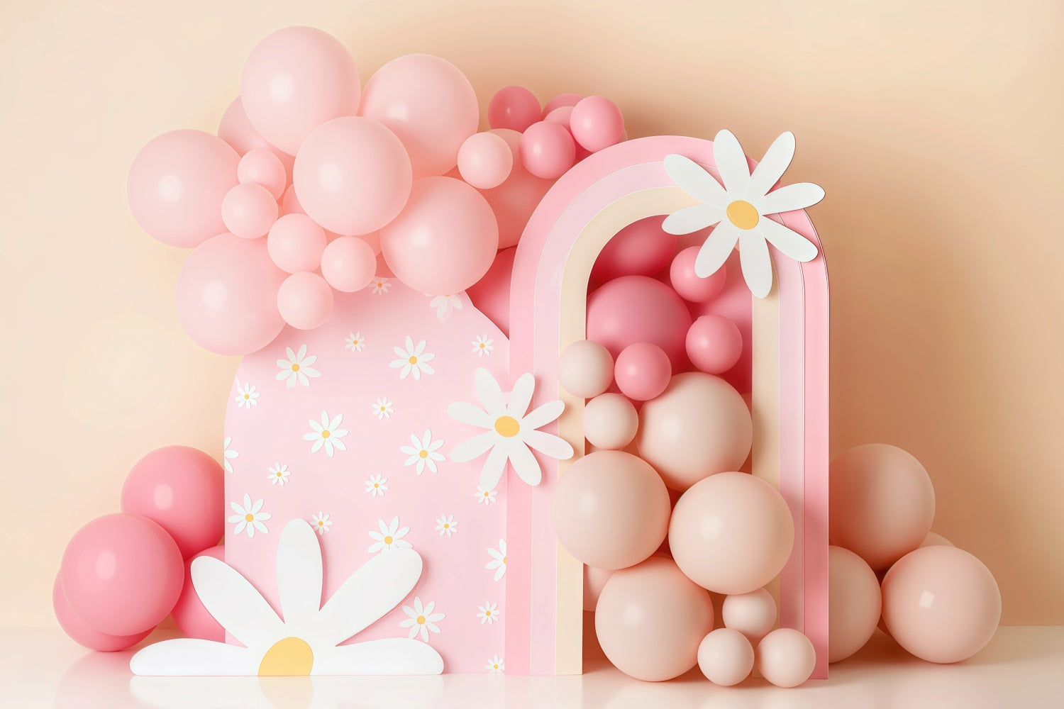 Cake Smash Backdrop Pink Daisy Balloon Rainbow Birthday Photo Backdrop UK MRR9-40