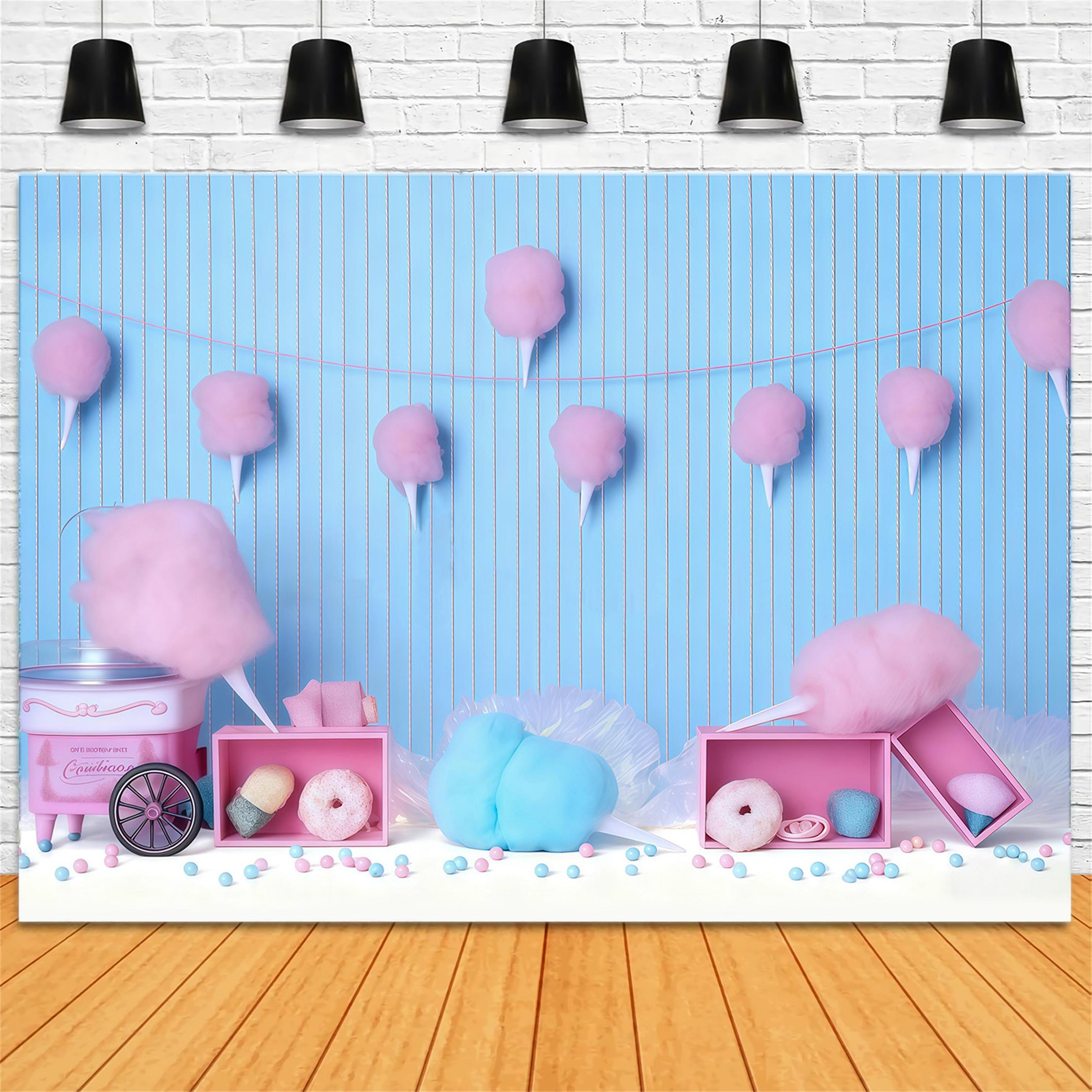Cake Smash Photography Backdrop Cotton Candy Carnival Birthday Backdrop UK MRR9-41