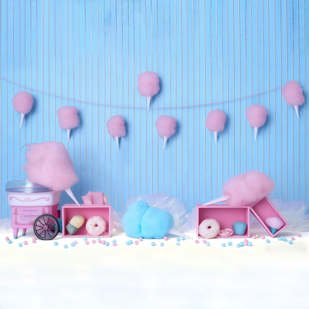 Cake Smash Photography Backdrop Cotton Candy Carnival Birthday Backdrop UK MRR9-41