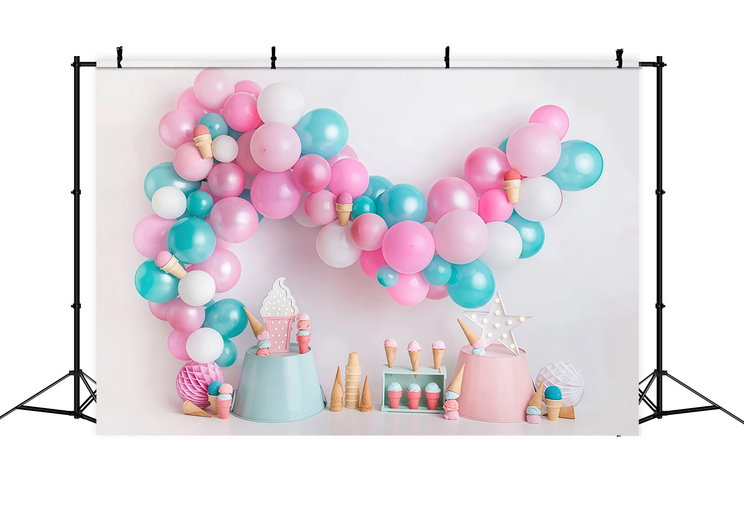 Cake Smash Backdrop Candy Balloon Ice Cream Party Birthday Backdrop UK MRR9-42