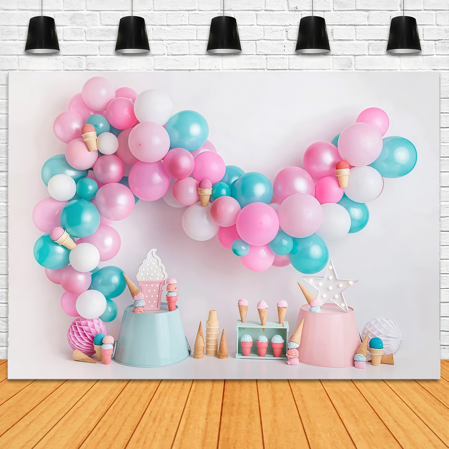 Cake Smash Backdrop Candy Balloon Ice Cream Party Birthday Backdrop UK MRR9-42
