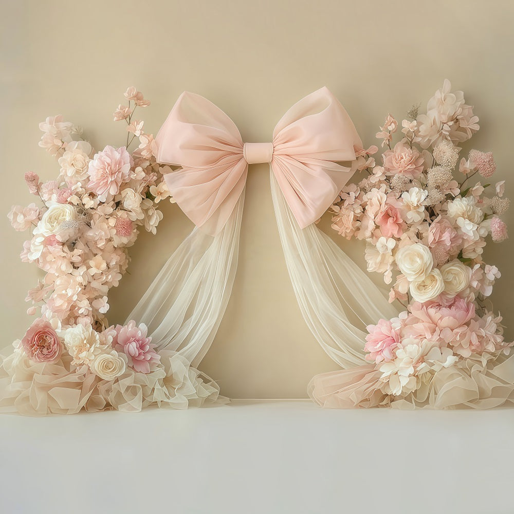 Newborn Photoshoot Backdrop Blush Bow Floral Drapery Arrangement Kids Backdrop UK MRR9-45