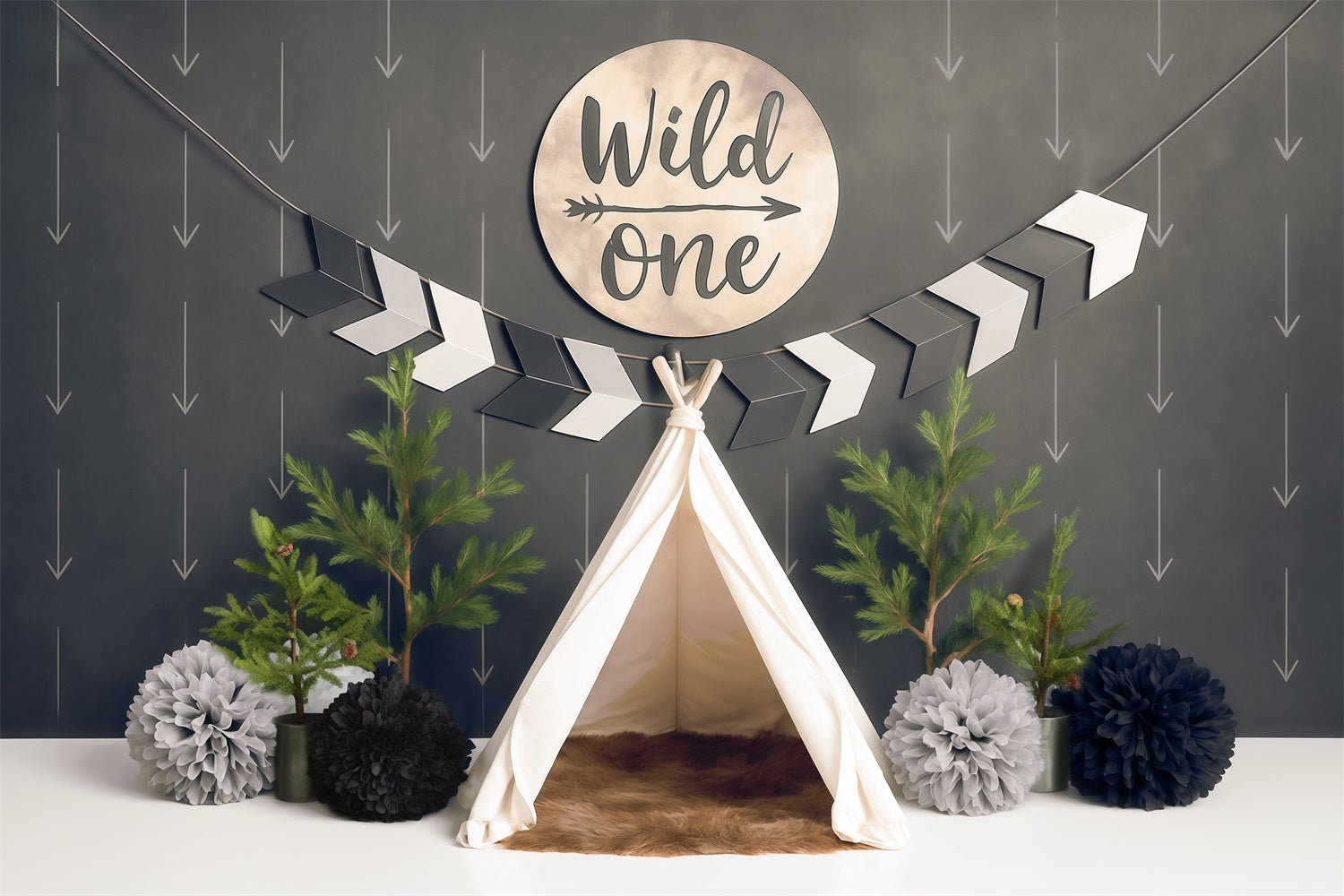 1st Birthday Backdrop Wild One Teepee Adventure Setup Cake Smash Backdrop UK MRR9-5