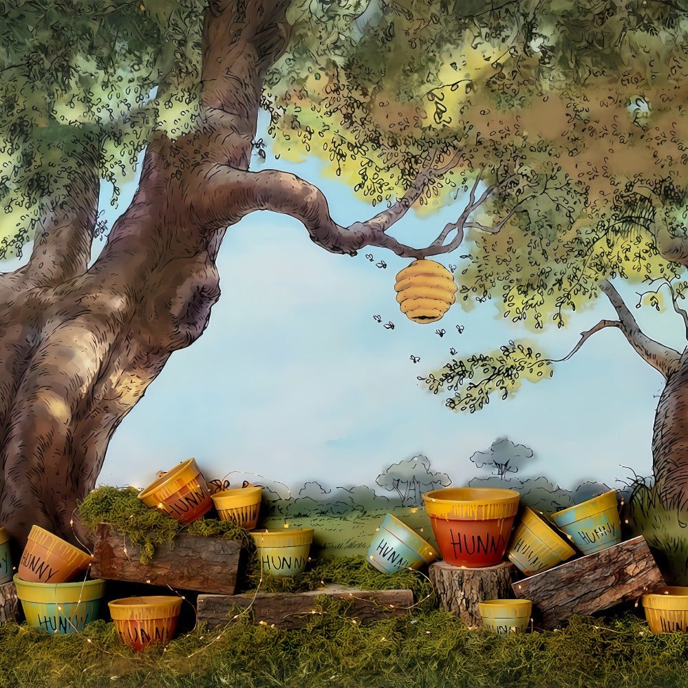 Newborn Cute Backdrop Honey Tree Buckets Backdrop Kids Backdrop UK MRR9-50