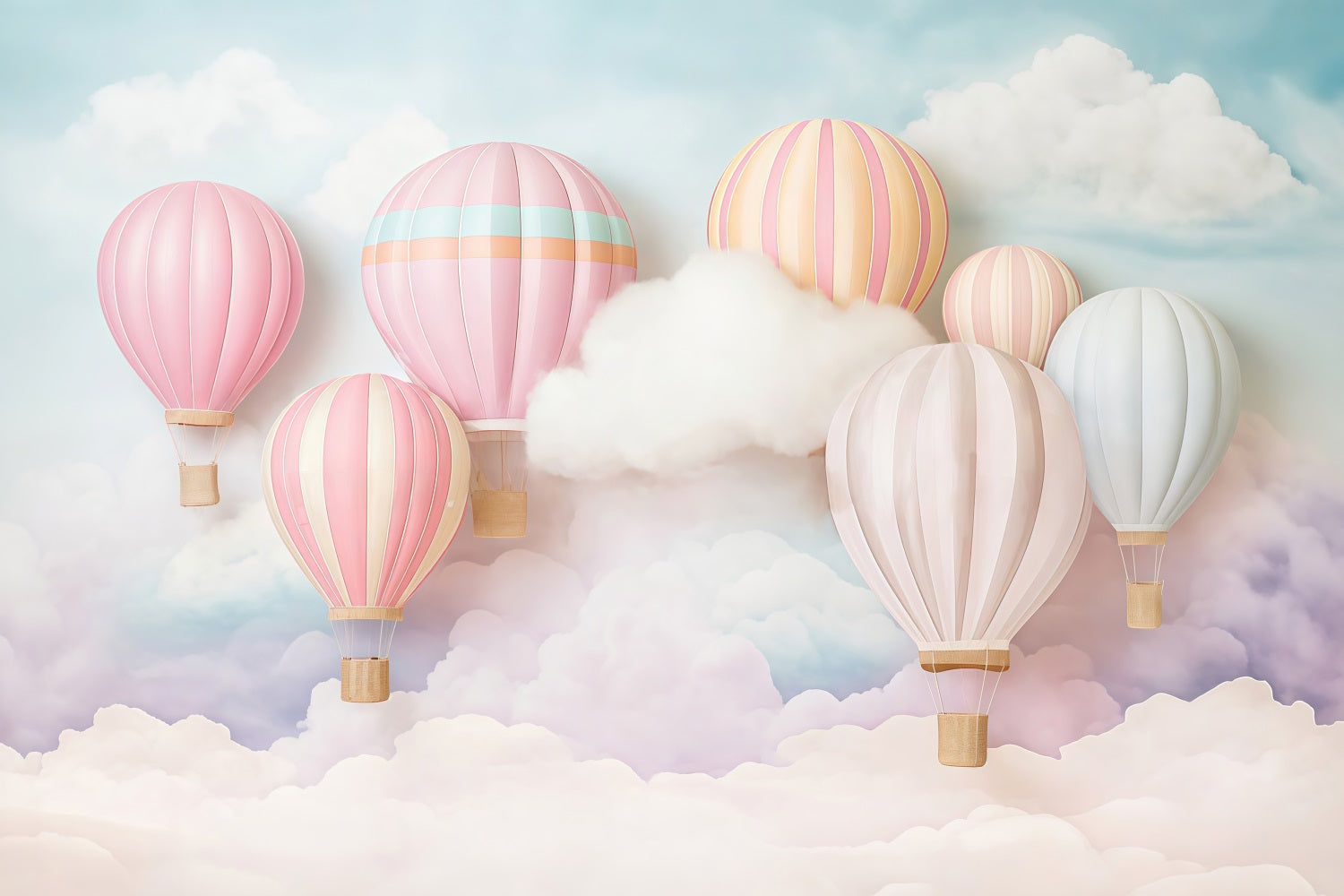 Sky Cloud Backdrop Pastel Hot Air Balloons Backdrop Children Backdrops UK MRR9-51